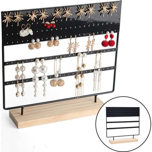 Earring Organizer Jewelry Display Rack Stand Tower Tree Display Shelf with Wood Base for Dangle and Hook Earrings for Girls Gift