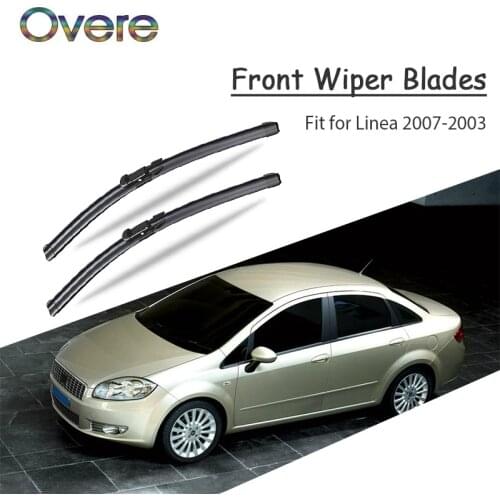 Overe 1Set Rubber Car Front Wiper Blade Kit For Fiat Linea 2007 2008 2009 2010 2011 2012 2013 Original replace Accessories