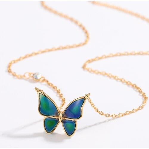 MYDIY Butterfly Pendant Necklace for Women Korean NEW Metal Chain Choker Female Simple Party Birthstone Necklaces Jewelry Gifts