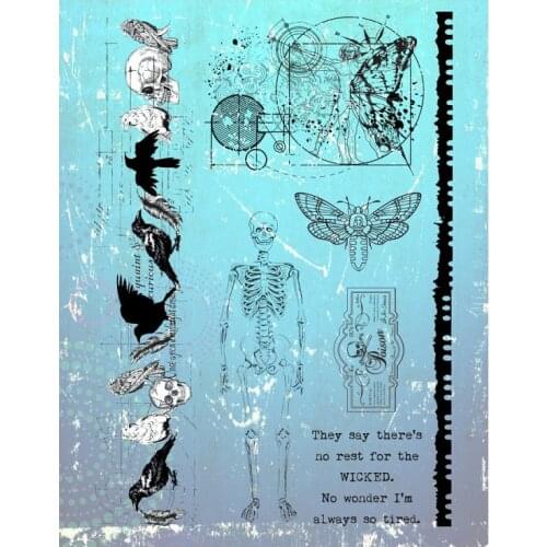 Human skeleton Transparent Clear Silicone Rubber Stamp Seal DIY Scrapbooking photo Album A0787