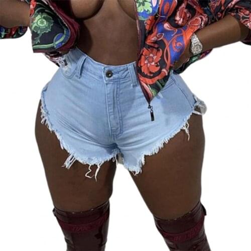 Sexy Summer Women Casual Shorts Plus Size Solid Color Ripped Hole High Waist Slim Button Denim Hot Denim Shorts шорты женский