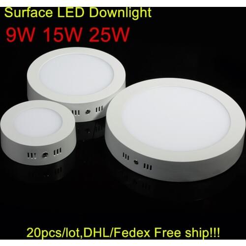 LED Round Surface Mounted Ceiling Light 9W/15W/25W AC85-265V For Home BedRoom kitchen Room panel lighting 20pcs/lot,DHL Free