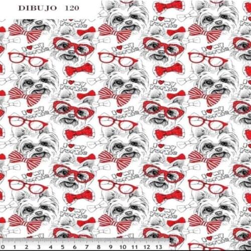 Fabrics per meter, cotton fabrics, poplin, printed fabric dogs red ties, 1 meter x 140 cms, crafts and tasks