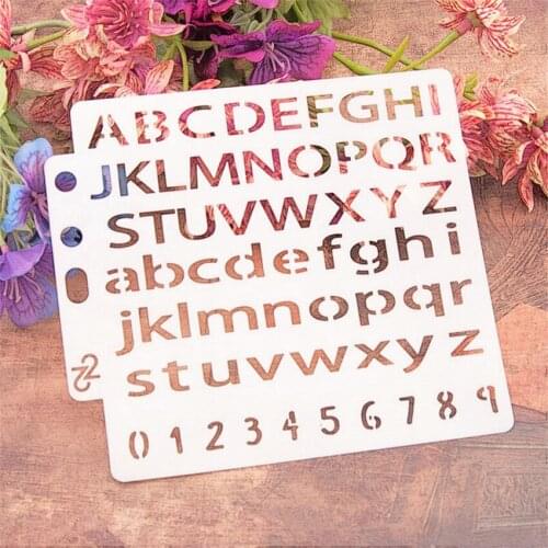 14.1*13 capital letter scrapbook stencils spray plastic mold shield DIY cake hollow Embellishment printing lace ruler Easter