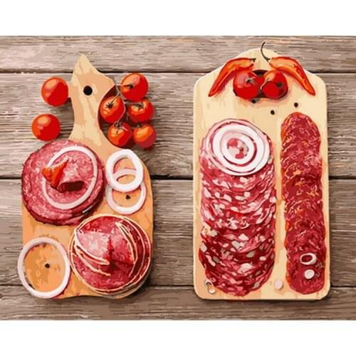 Frameless painting by numbers diy picture oil painting on canvas for home decor animal painting 4050 breakfast