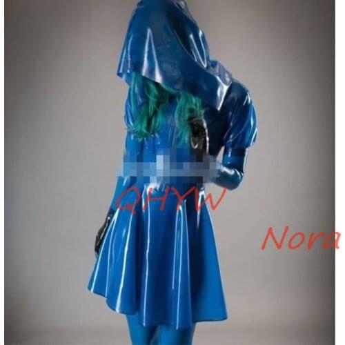 Handmade Latex Dress Rubber Skirt Gummi Night Club Hot Sexy Hooded Fancy Ball Size XXS-XXL (no Gloves)