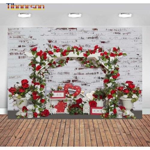 Valentines Backdrop Red Rose Flowers Baby Shower Photography Background Love Heart Valentine Romantic Wedding Photo Booth Props