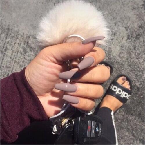 High quality fashion grandmothers gray pure color ballet false nails American punk style lady full nail tips bride fake nails
