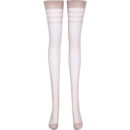 Women Thigh High Stockings Stripes Overknee Anti-slip Silicone Silk Pantyhose New