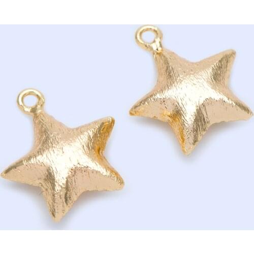 10pcs Gold Brushed Star Charm 21x18mm, Gold Plated Brass Star Pendants (GB-1162)