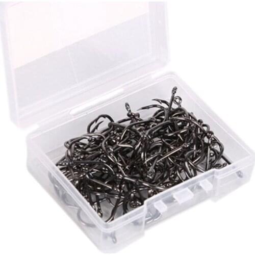 100 Pcs/Set High Carbon Steel Fishhooks barbed hook fishing equipment for Lake River Ocean Fishing 4