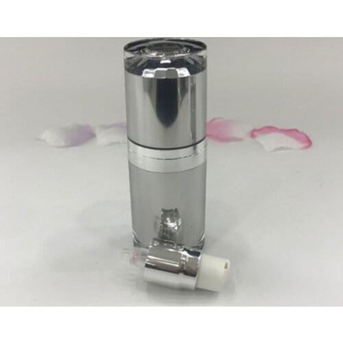15ML cylinder shape acrylic silver airless bottle for lotion/foundation/serum/emulsion cosmetic packing