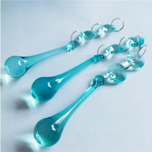 30sets,16*60mm Crystal Faceted Raindrop Pendants with 14mm Octagon Beads For Diy Crystal Garland Wedding Strand Home Decor