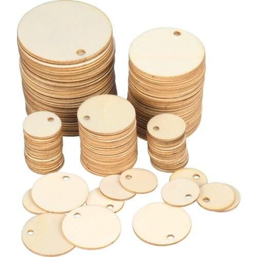 50/100 Pack Wooden Circles Natural Gift Tags Discs Round Blank Signs Crafts Embellishment Tags Craft Discs Slices Hanging Label