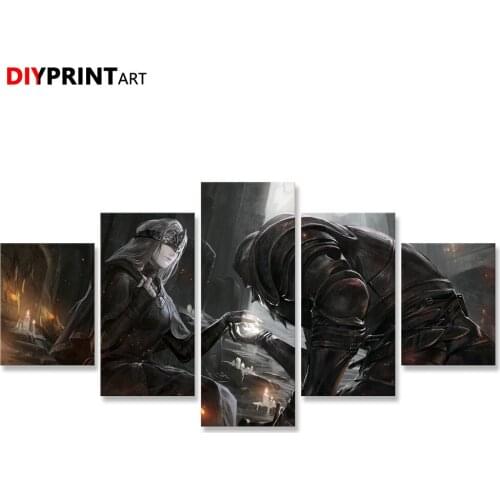 Dark Souls III Fire Keeper Alcd 5 Panels Abstract Art Paintings for Home Decoration Living Room A2255