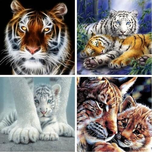 Diamond painting tiger Diamond Embroidery mosaic Full Round Drill Tiger diamond cross stitch Resin diamond mosaic painting