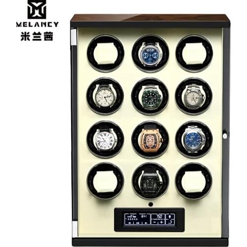 Au/EU/Us/UK Automatic Watch Winder Single Head for 12 Watches Black Durable Five Modes Storage Case Box