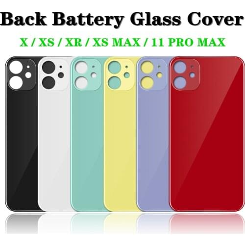 Big Hole For iPhone X XS XR XS Max Back Battery Glass Cover Rear Door Housing Case For iPhone 11 pro Back Glass Cover Panel