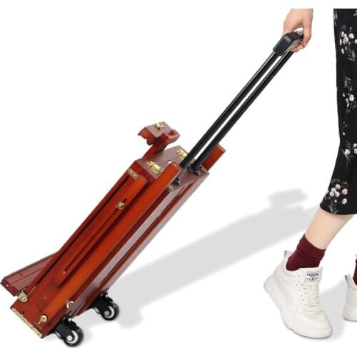 Beech Trolley Travel Oil Painting Box Oil Painting Stand with Wheels Sketch Drawing Box Art Tool Box Bastidores Para Pintar