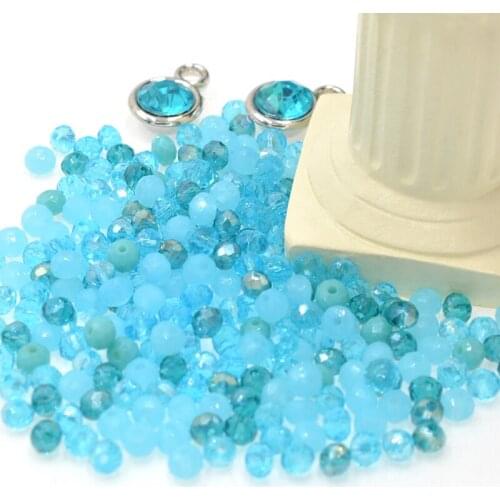 Sky Blue Multicolor 145/50pcs Rondelle Austria Faceted Crystal Quartz Charms Beads Loose Spacer Beads for DIY Jewelry Making