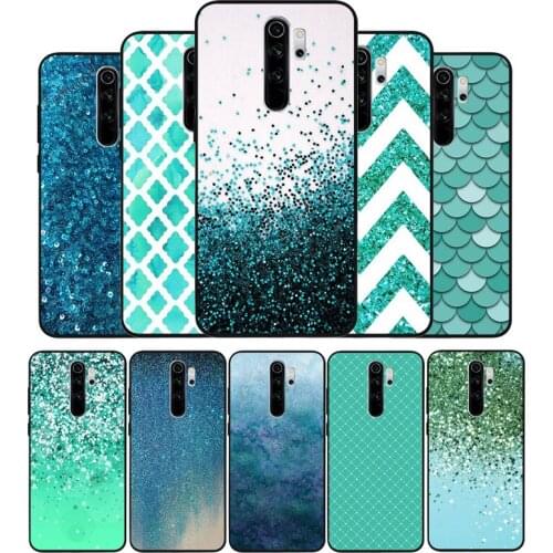 Green Mint Bling Sparkle black Phone Case For Xiaomi Redmi note 9 8 7 6 5 4 Pro S for redmi 4A 4X 5 Plus 5A 7A Cover