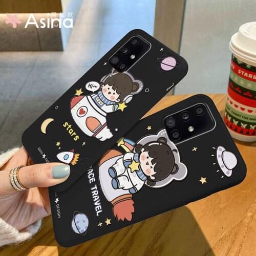 ASINA Space Pattern Case For Samsung Galaxy A51A71 A70 A20 21 30 Soft Liquid Silicone Couple Cover For Samsung M30s Funda Coque