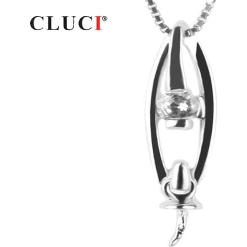CLUCI 925 Sterling Silver Zipper Shaped Pendant Jewelry Women Silver 925 Pearl Pendant Mounting Fine Jewelry SP110SB