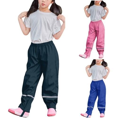 Childrens Waterproof Pants Windproof Breathable Outdoor Kids Rain Pants Fashion Solid Color 1-5Y Baby Boy Girl Clothes Rainwear