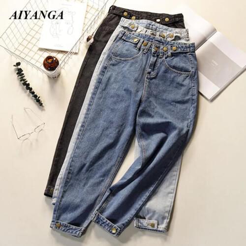New Boyfriend Jeans Vintage High Wist Jeans Women 2019 Spring Summer Denim Harem Pants Loose Casual Trousers Mom Jeans