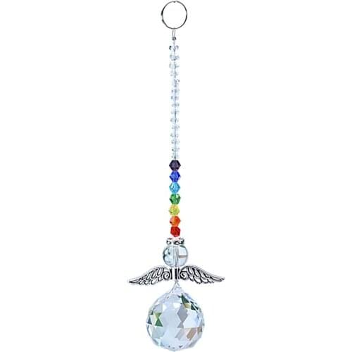 Crystal Angel Pendent Chakra Beads Crystal Ball Suncatcher Prism Window Wind Chimes OrnamentHome Garden Decor