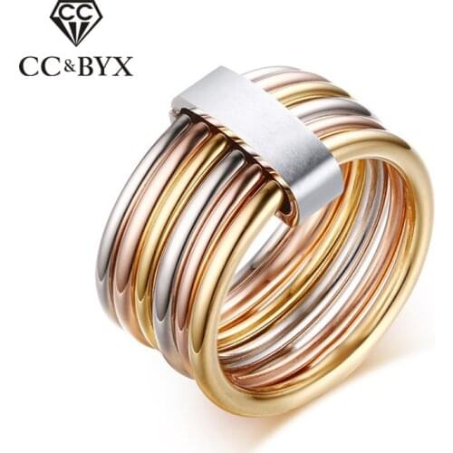 CC Charms Rings For Women And Men Stainless Steel Ring Bride Wedding 3 Colors 6 Anel Luxury Jewelry Accessories Size 6-9 CC1263b