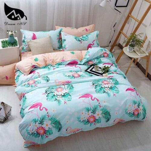 Dream NS Bedding Set Polyester Fiber Green Flamingo Fashion Style Pattern Comfortable Bedding Kit Household Beds