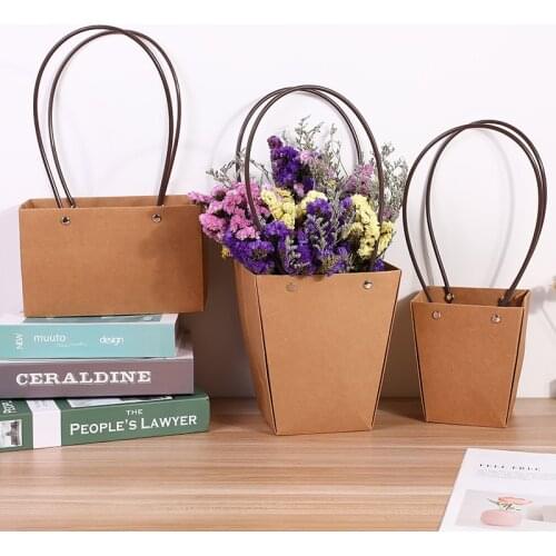 10Pieces Kraft Paper Gift Bags Flower Bouquet Packing Cases Party Supplies Handmake Storage Box for Florist Packing Cases Bags