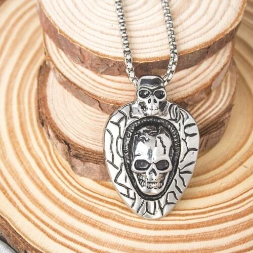 Pendant For Men Boy Gothic Jewelry Gift 50CM Stainless Steel Chain Punk Oval Skull Necklace