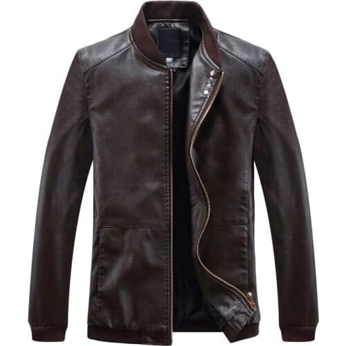 Korean Slim Mens Leather Jackets Coats Spring Autumn Casual Tops Outwear Male Motorcycle Faux Leather Jackets Four Buttons Pop