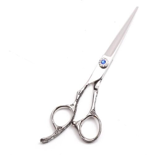 Left Hand 5.5" Customize Logo 440C Shiny Cutting Shears Thinning Scissors Professional Barber Scissors Salon Hair Scissors C8002