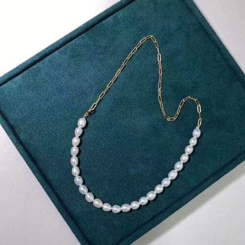 Hot sell female best seller ins hot customize length natural white real pearl gold chain necklace women choker jewelry gift girl