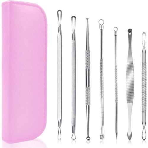 Beauty Pimple Blackhead Remover Extractor Tool Kit 7 in 1 Acne Tools Blemish Remover Comedone Extractor for Nose Face Forehead