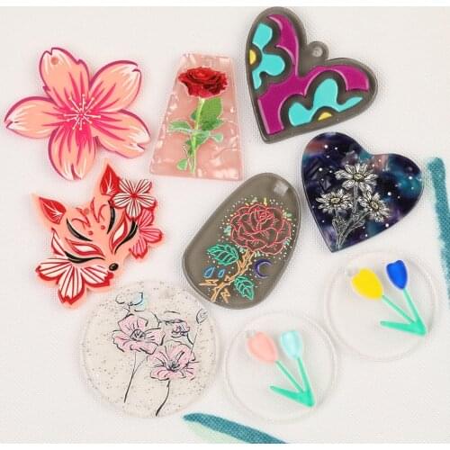 HAOSAW 6Pcs Choose/Jewelry Accessories/Earrings Pendant/Painting Shape/Hand Made/DIY Charms/Jewelry Findings & Components