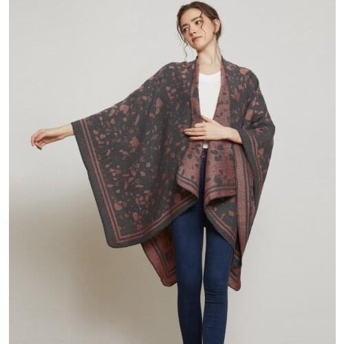 2019 NEW floral Poncho capes Winter cashmere Scarf thick Blanket Shawls and Wraps long Tassels Pashmina Ladies Winter Cloak