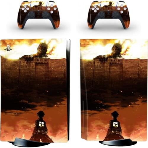 Attack On Titan PS5 Standard Disc Edition Skin Sticker Decal Cover for PlayStation 5 Console and Controllers PS5 Skin Sticker