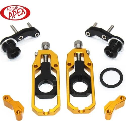 Motorcycle Chain Tensioner Adjuster CNC with bobbins kit for Kawasaki Ninja ZX6R ZX-6R 2005 2006 2007 2008 2009 2010 2011 2012