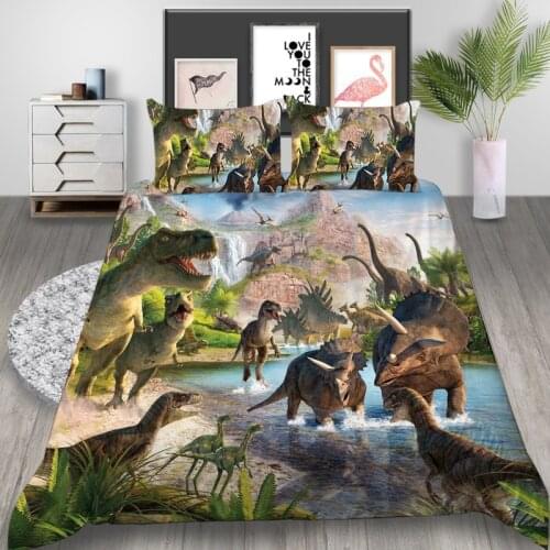 3D HD Digital Printing Custom Duvet Cover,Comforter/Quilt/Blanket case Single Bedding 140x210cm Cartoon Dinosaurs Drop Shipping