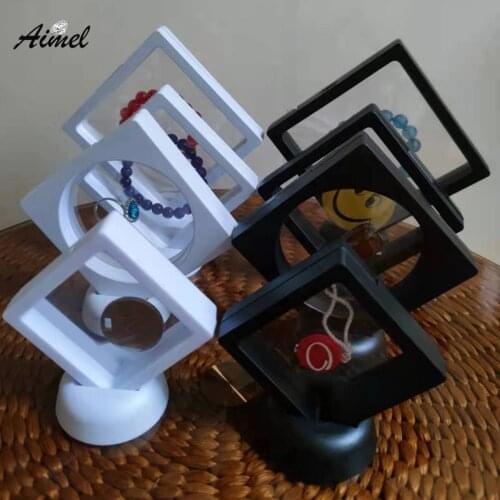 PE Film Coin Gems Jewelry Storage Box Ring Bangle Exhibition Decoration Suspended Floating Medal Earring Display Rack Case Stand