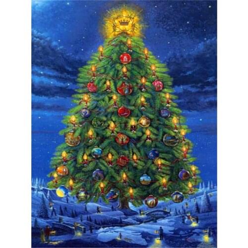 Full Square Diamond Art Kits Winter Rhinestones Diamond Embroidery Cross Stitch Christmas Tree 5D DIY Mosaic Decortion