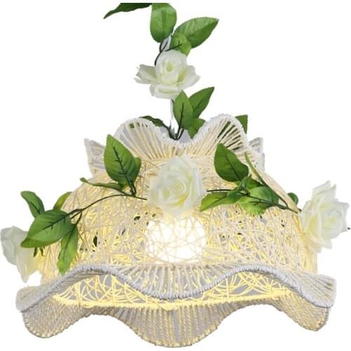 Simple White Romantic Lantern Pendant Lights Nordic Rattan Weaving Lamps Dining Room Bedroom Art Deco Hanging Lights Lighting