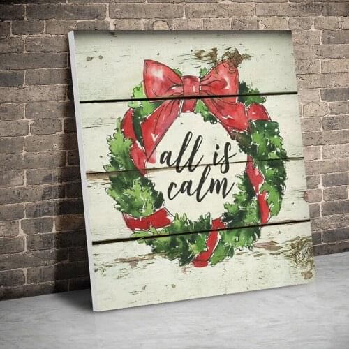 Framed Calm Bow Wreath Christmas Decor Posters Canvas Paintings Wall Art Canvas Prints Pictures Kids Room Home Inner Frame