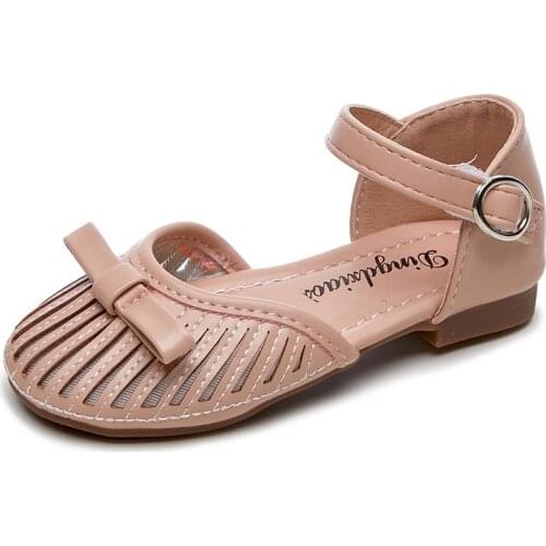 Girls Half Sandals Spring Summer Closed Toes Anti-kick Children Sandals Breathable with Bow-knot Sweet Cute Soft Kids Shoes Chic
