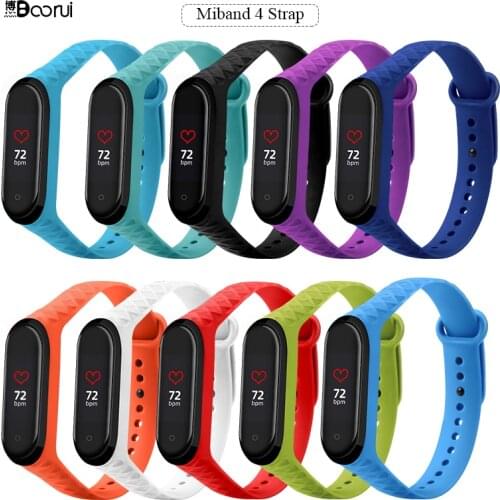 BOORUI diamond silicone mi band 4 strap replacement for xiaomi mi band 3 4 watch band Bracelet miband 3 wrist strap