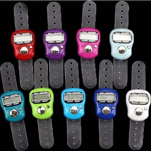 Random Mini Digital Hand Tally Counter Stitch Marker Row Finger LCD Electronic Tally Counter For Sewing Knitting Weave Tool